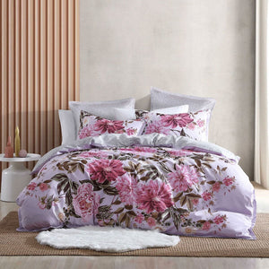 Logan and Mason Maeve Lilac Cotton-rich Percale Print Quilt Cover Set King