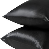 Pair of King Satin Silk Pillowcases with Envelope Closure 51 x 102 cm Grey
