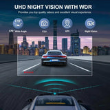 4K+2.5K Dual Dash Cam with WiFi GPS ADAS, Front and Rear Car Camera Recorder with 32GB Card