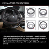 Universal Luxury Car 37-38cm Steering Wheel Cover PU Leather Non-slip Breathable (Black-red)