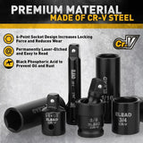 ELEAD 50Pcs 3/8'' Drive Impact Socket Set Deep Socket Metric Ratchet Adapter