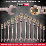 SEDY 12Pc Metric Flexible Ratchet Spanner Combination Spanner Magnetic Organizer