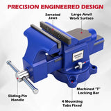 SEDY 6" Bench Vise Heavy Duty Workbench Clamp Anvil 360° Swivel Base Jaw Pads