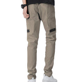 Men's Cotton Drill Cargo Work Pants UPF 50+ 13 Pockets Tradies Workwear Trousers, Khaki, 34