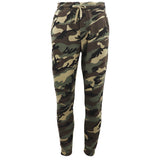 Men's Fleece Track Pants Military Camouflage Tactical Gym Trousers w Cuffed Hem, Green Camo, XS