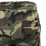 Men's Fleece Track Pants Military Camouflage Tactical Gym Trousers w Cuffed Hem, Green Camo, XS