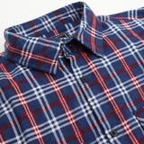 Men's 100% Cotton Flannelette Shirt Long Sleeve Plaid Check Flannel w Pockets, Patriot Blue Plaid, 3XL