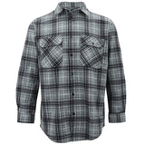 Men's 100% Cotton Flannelette Shirt Long Sleeve Plaid Check Flannel w Pockets, Granite Gray Plaid, L