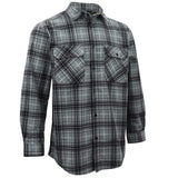 Men's 100% Cotton Flannelette Shirt Long Sleeve Plaid Check Flannel w Pockets, Granite Gray Plaid, 2XL
