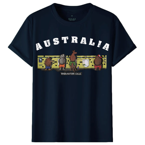 Adult 100% Cotton T Shirt Australia When Nature Calls Souvenir Tee Fun Tops Gift, Navy, XL