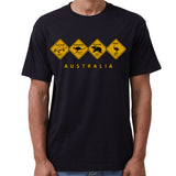 Adult Unisex 100% Cotton T Shirt Australia Wildlife Road Sign Souvenir Tee Tops, Black, 2XL