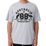 Adult Unisex 100% Cotton T Shirt Australia Kangaroo Emu Aussie Souvenir Tee Tops, Grey, L