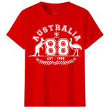 Adult Unisex 100% Cotton T Shirt Australia Kangaroo Emu Aussie Souvenir Tee Tops, Red, S