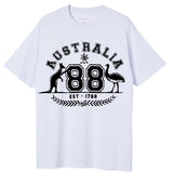 Adult Unisex 100% Cotton T Shirt Australia Kangaroo Emu Aussie Souvenir Tee Tops, White, L