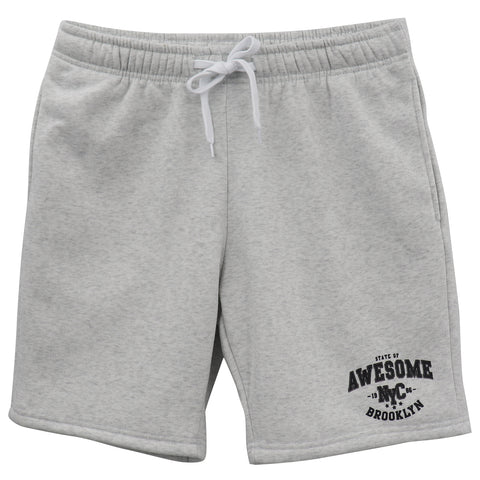 Men's Fleece Shorts Casual Sports Sweat Pants w Elastic Waist Drawstring Pockets, Light Grey, 2XL