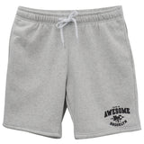Men's Fleece Shorts Casual Sports Sweat Pants w Elastic Waist Drawstring Pockets, Light Grey, 4XL
