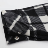 Men's Hooded Flannel Jacket Flannelette Plaid Fleece Shirt Zip Up Winter Coat, Black, XL