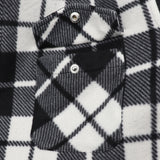 Men's Hooded Flannel Jacket Flannelette Plaid Fleece Shirt Zip Up Winter Coat, Black, 2XL