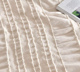 Tufted Boho Striped Embroidery Quilt/Doona/Duvet Cover Set - King Size