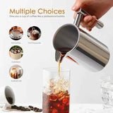 Silver French Press Coffee Maker 1000ml with Coffee Bean Can + Extra Filter Gift Set