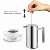 Silver French Press Coffee Maker 1000ml with Coffee Bean Can + Extra Filter Gift Set
