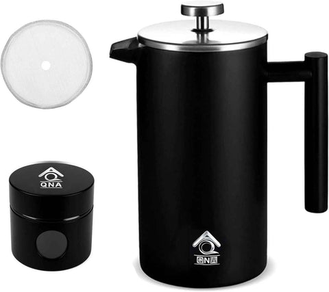 Black French Press Coffee Maker 350ml with Coffee Bean Can + Extra Filter Gift Set