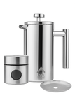 Silver French Press Coffee Maker 350ml with Coffee Bean Can + Extra Filter Gift Set