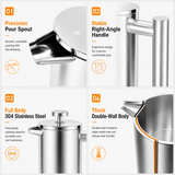 White French Press Coffee Maker Plunger 1000ml