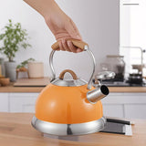 2.8L Whistling Kettle Stainless Steel Foldable Handle Orange