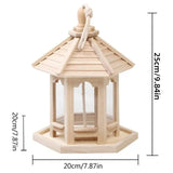 Wooden Bird Feeder Pavilion Style Birdhouse Weatherproof for Garden Outdoor
