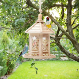 Wooden Bird Feeder Pavilion Style Birdhouse Weatherproof for Garden Outdoor