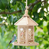 Wooden Bird Feeder Pavilion Style Birdhouse Weatherproof for Garden Outdoor