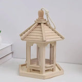 Wooden Bird Feeder Pavilion Style Birdhouse Weatherproof for Garden Outdoor