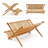 Bamboo Dish Drying Rack 2 Tier Foldable Sink Organiser 45 x 26cm Countertop