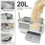 5-Piece Grey Cat Litter Box Set