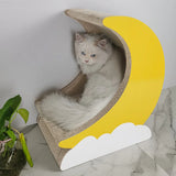 1-Piece Moon-Shaped Corrugated Cardboard Cat Scratcher