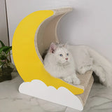 1-Piece Moon-Shaped Corrugated Cardboard Cat Scratcher