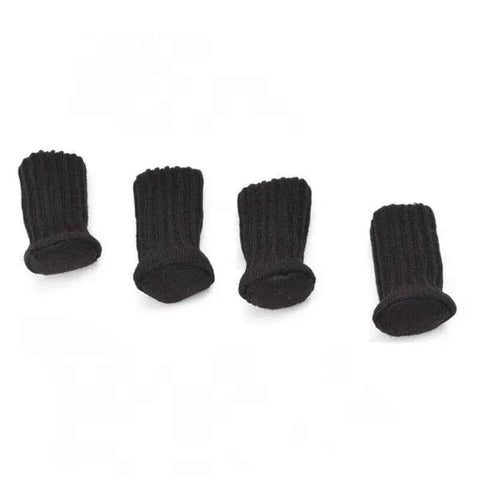 24Pcs Knitted Table Chair Leg Socks Sleeve Floor Protector Furniture Feet Covers - Black