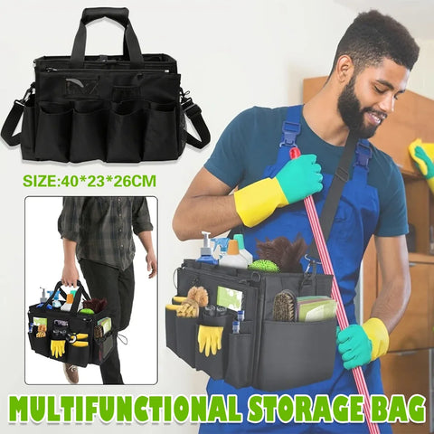 Multi Function Large Capacity Cleaning Tool Storage Bag with Adjustable Strap