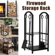 5-Piece Firewood Storage Rack and Fireplace Tool Set