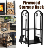 5-Piece Firewood Storage Rack and Fireplace Tool Set