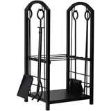5-Piece Firewood Storage Rack and Fireplace Tool Set