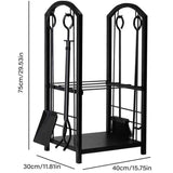 5-Piece Firewood Storage Rack and Fireplace Tool Set