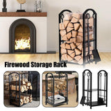 5-Piece Firewood Storage Rack and Fireplace Tool Set