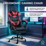 Black and Red Gaming Chair with Footrest and Lumbar Support