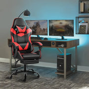 Black and Red Gaming Chair with Footrest and Lumbar Support