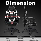 Black and White Gaming Chair with Footrest and Lumbar Support