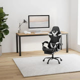 Black and White Gaming Chair with Footrest and Lumbar Support