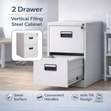 2 Drawer Lockable Steel File Cabinet Office Storage Document Organiser Secure