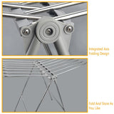Folding Clothes Drying Rack Indoor Floor Standing Hanger Laundry Pole Airer Home